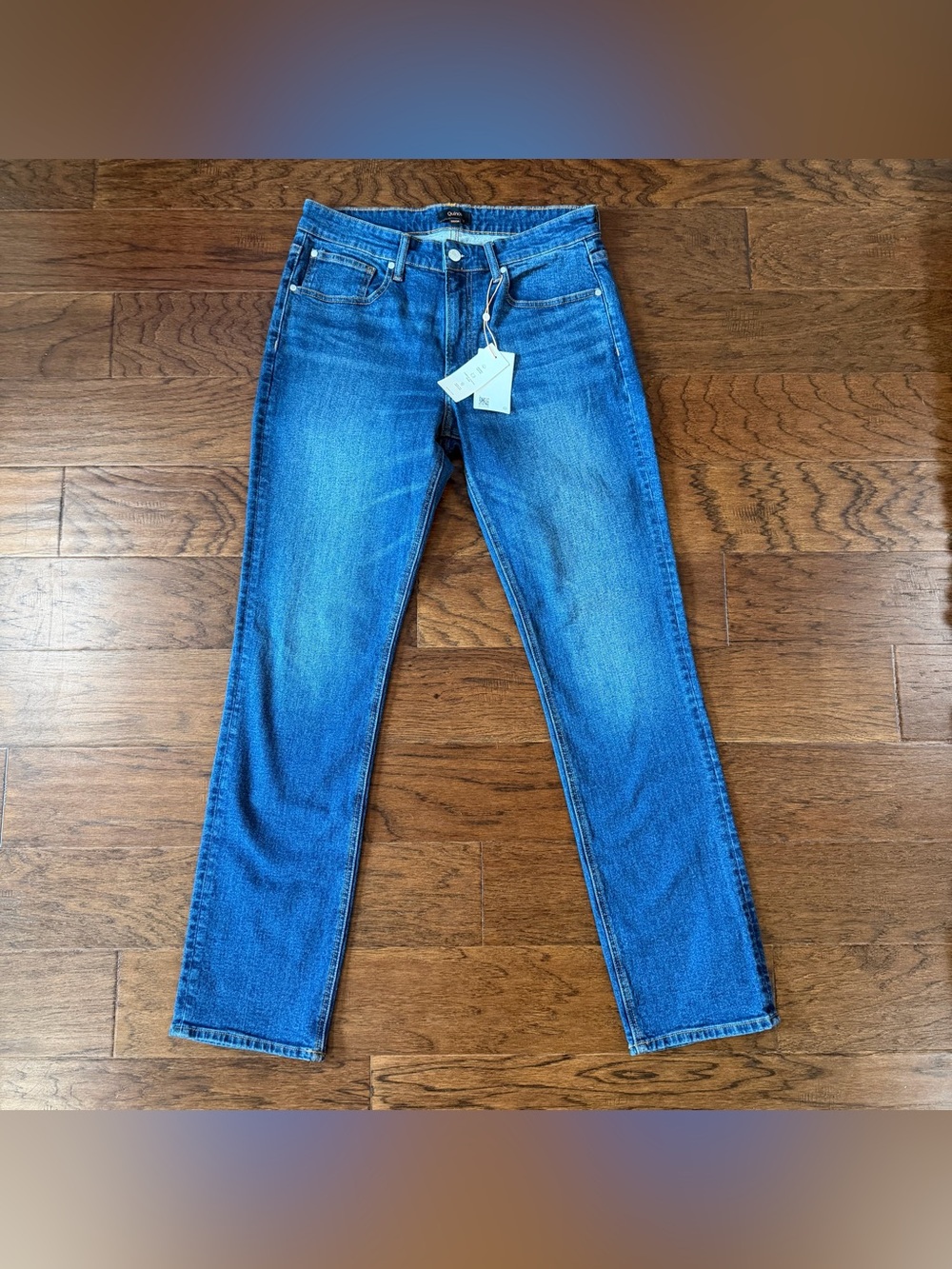 Quince Mens Jeans Warren Stretch Relaxed Straight 33x34 Organic Cotton Dusk Blue